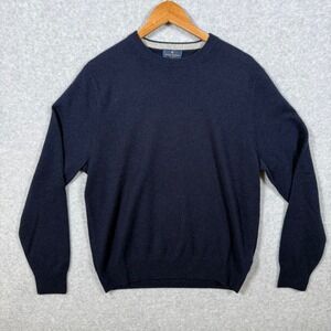 Brooks Brothers Mens Navy Blue 100% Pure Cashmere Crewneck Sweater Large